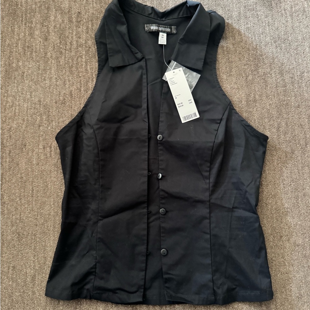 NWT Urban Outfitters Womens Black Sleeveless Shirt